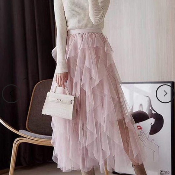 VICI /Allegro/ Ruffle Tulle Pink Midi Skirt NWT’s - Picture 8 of 9